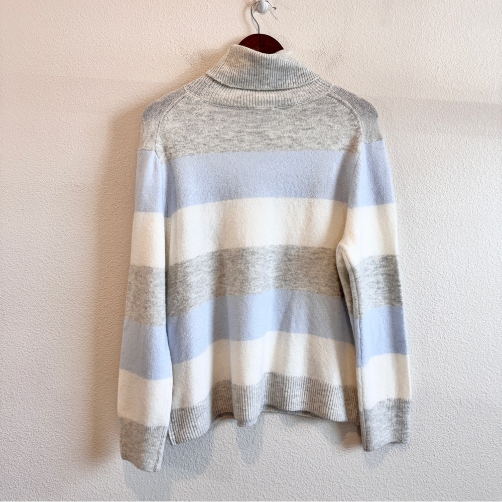 Coastal Ski Lodgecore Après Ski Turtleneck Ski Sweater Blue Gray CeCe L A85 - Picture 10 of 11